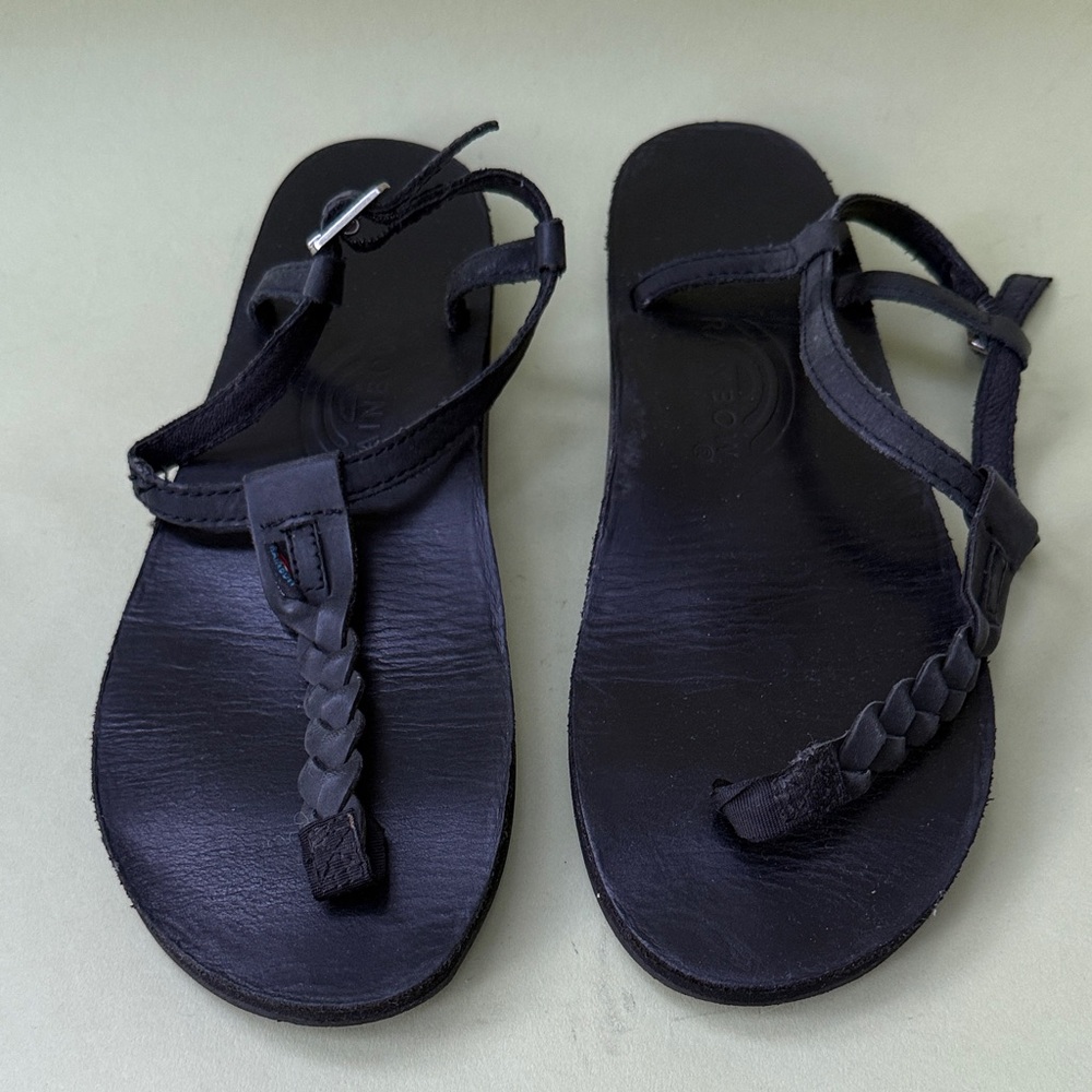 Rainbow Black Braided Sandals